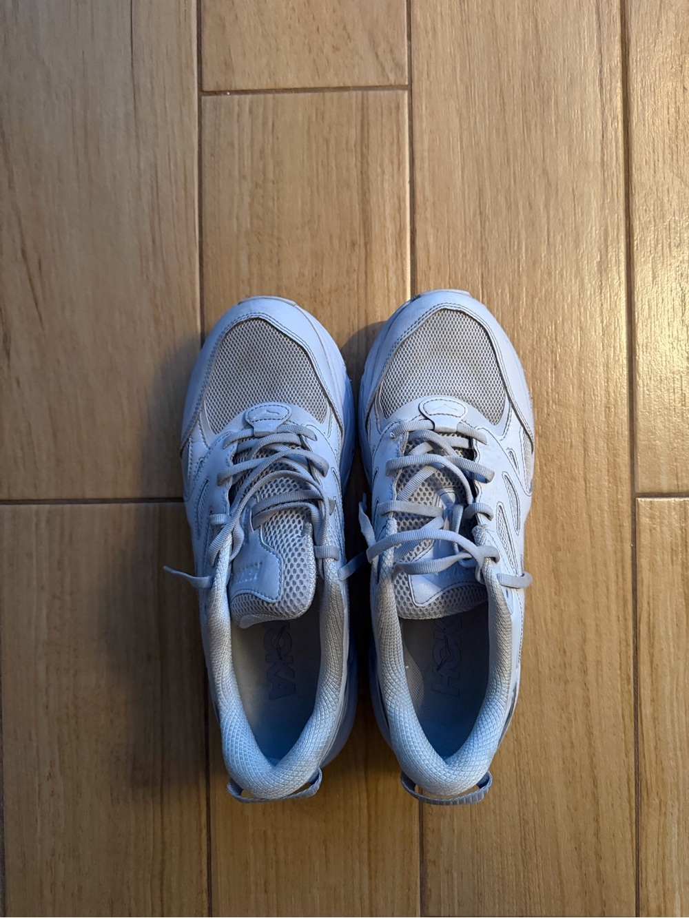 Hoka Men's White and Light Gray Athletic Sneakers
